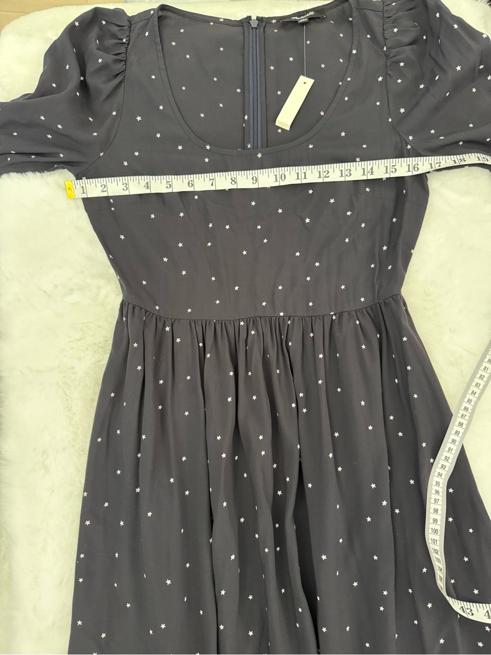 NWT Madewell Alicia Night Stars Midi Dress XS Puff Sleeve Celestial Cottagecore - Picture 10 of 12